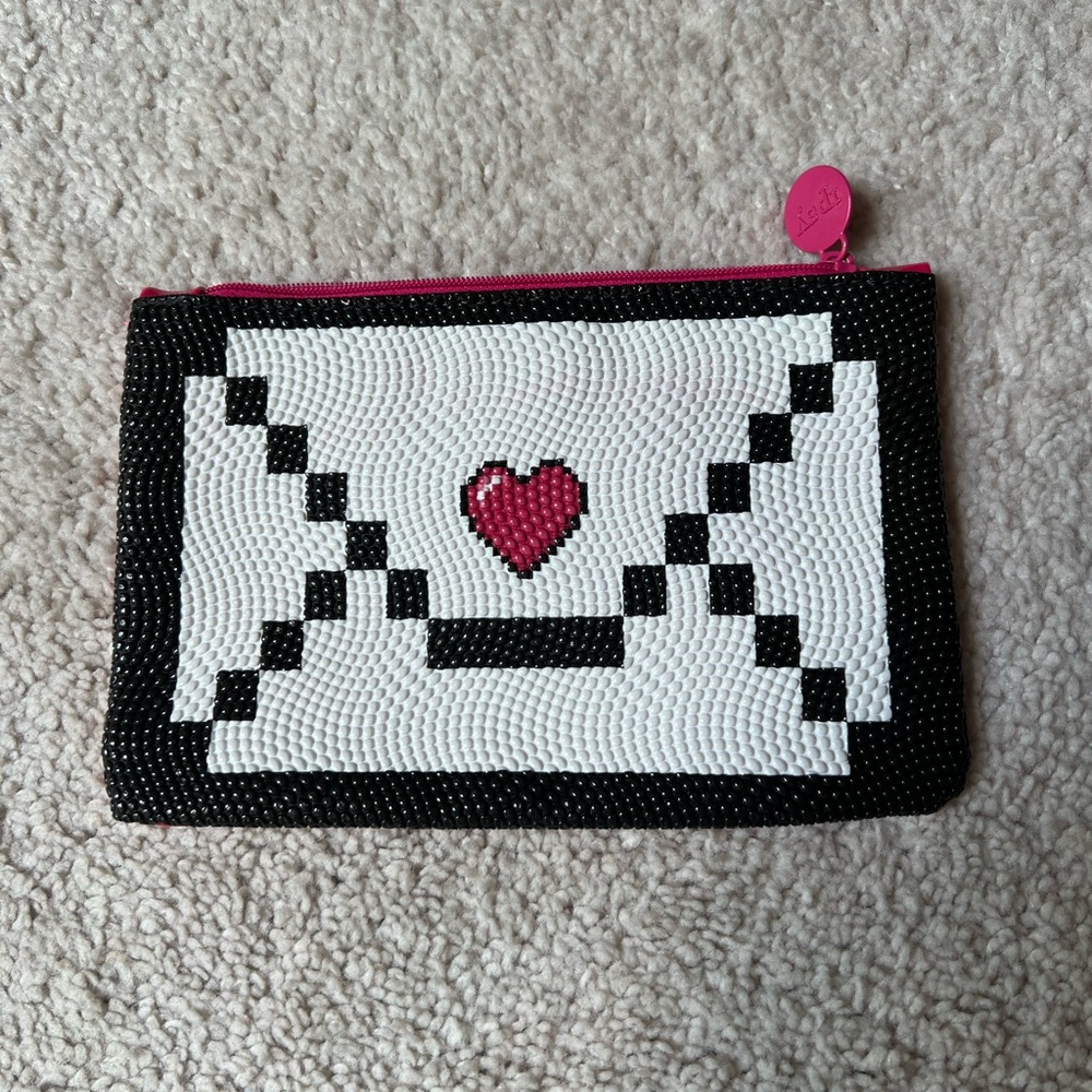 Beaded Envelope Pouch with Heart Design
